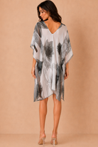 Ofelia Grey Satin Printed Kaftan Dress