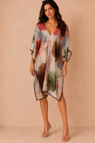 Ofelia Multi Satin Printed Kaftan Dress
