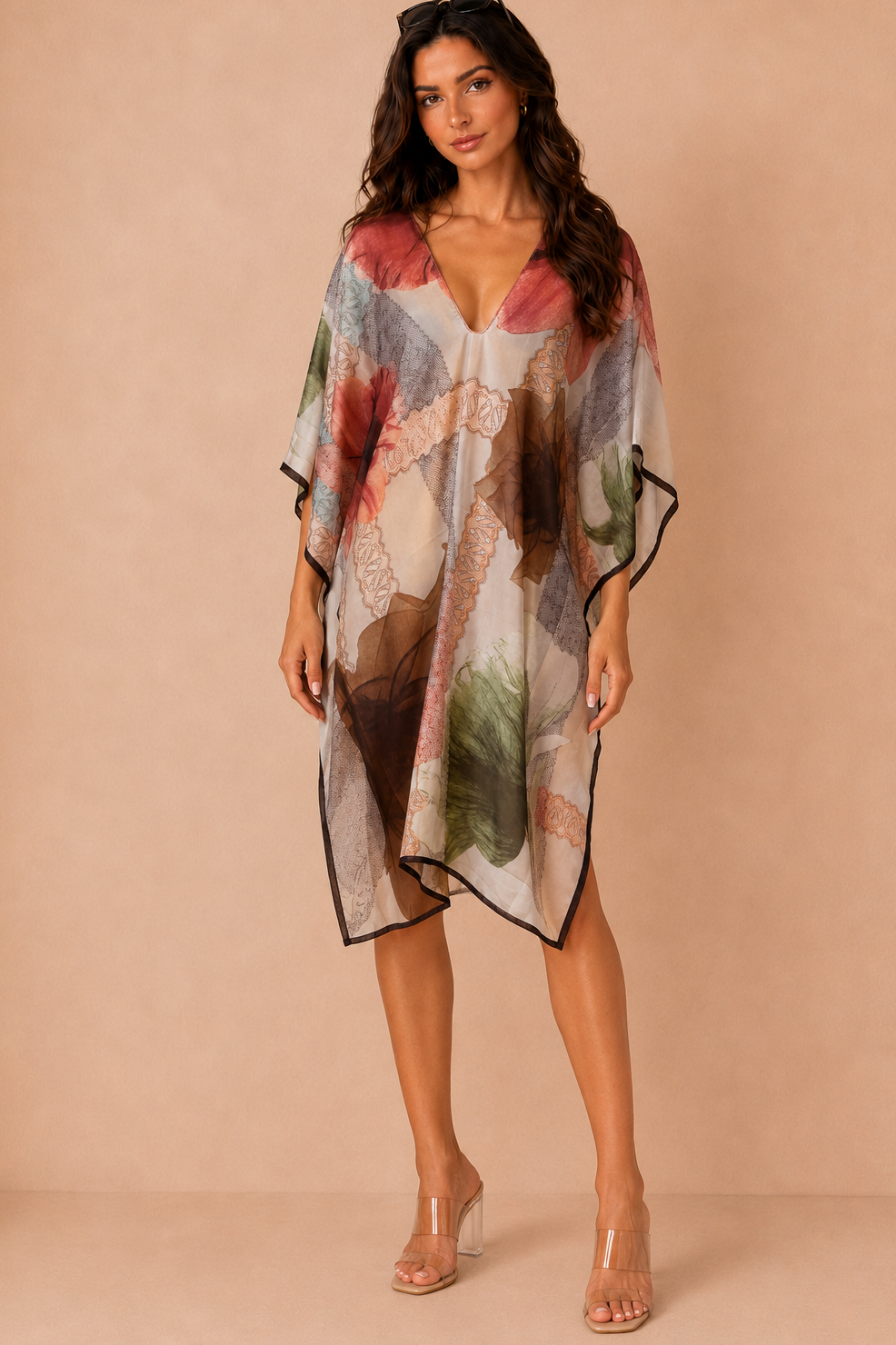 Ofelia Multi Satin Printed Kaftan Dress