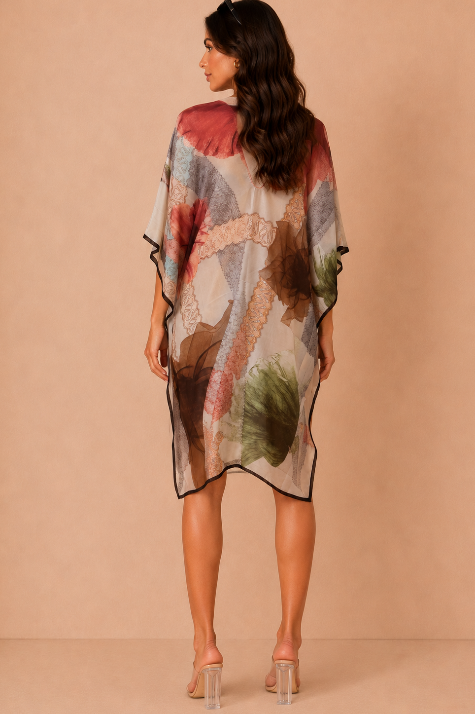 Ofelia Multi Satin Printed Kaftan Dress