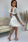 Ohana White Floral Frill Dress