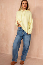 Oleen Yellow Soft Knit Hoodie