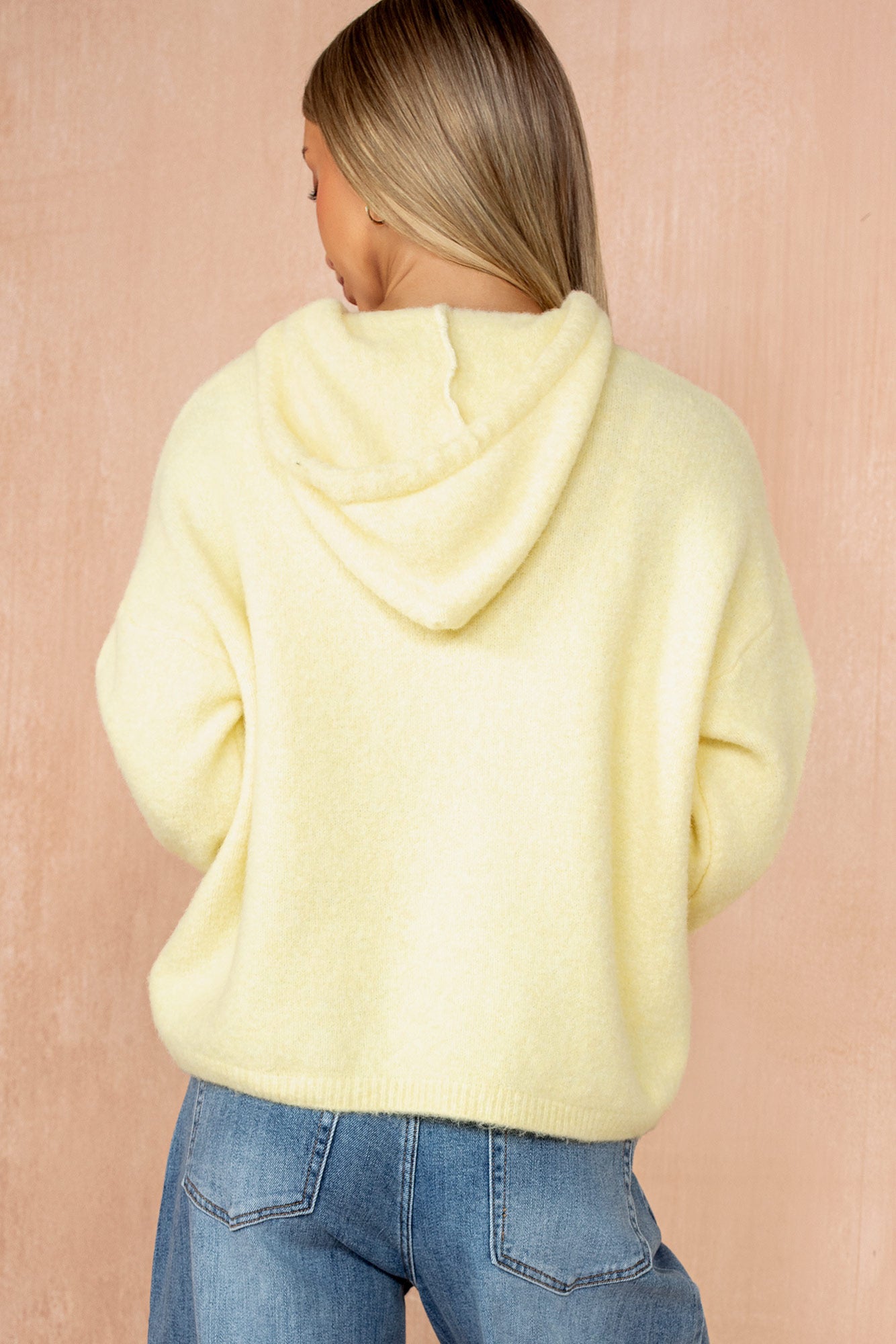 Oleen Yellow Soft Knit Hoodie