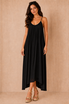 Olene Black Trapeze Maxi Dress