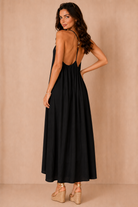 Olene Black Trapeze Maxi Dress