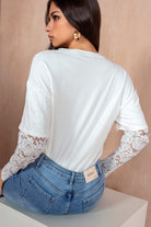 Olga White Lace Sleeve Top