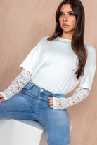 Olga White Lace Sleeve Top