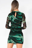 Olive Green Print Bodycon Dress