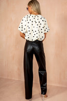 Oliviana Black Leather Look Wide Leg Trousers