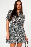 Ophelia Grey Leopard Print Chiffon Dress