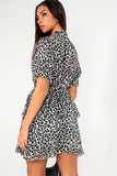 Ophelia Grey Leopard Print Chiffon Dress