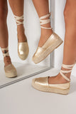 Orabelle Gold Espadrille Flatform Sandals