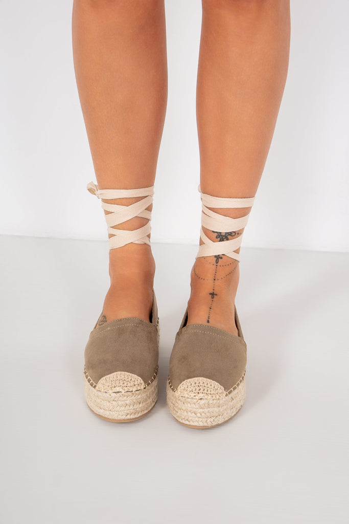 Orabelle Khaki Espadrille Flatform Sandals