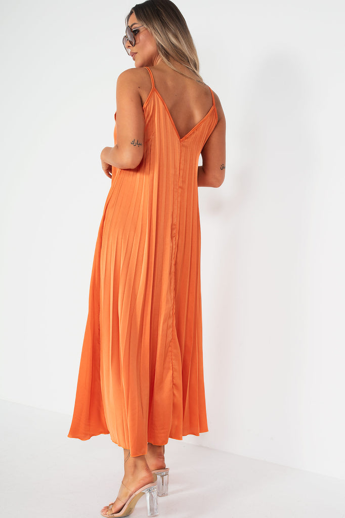Orah Orange Pleated Dress
