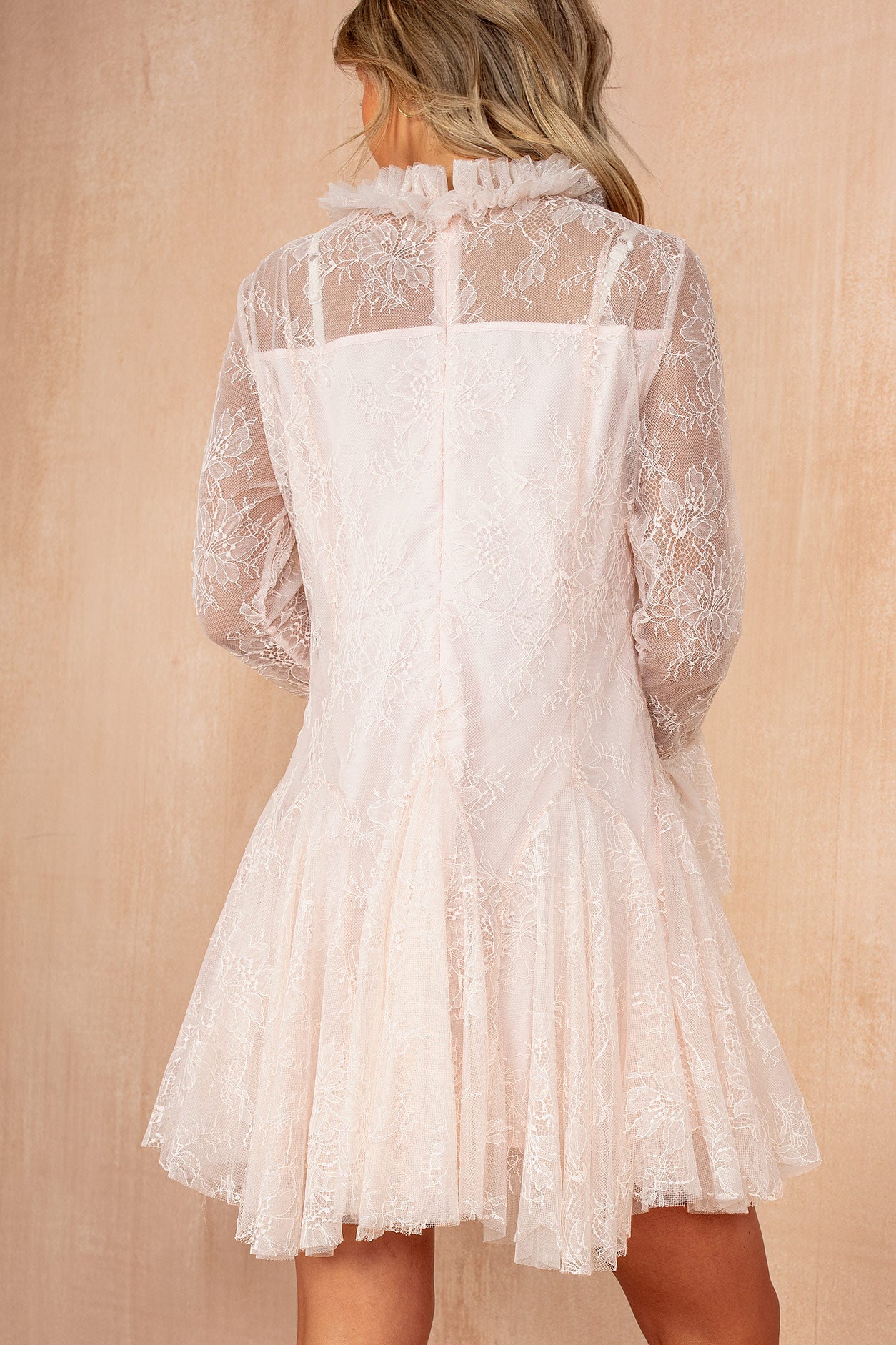 strapless open back dress Likely Women's Issa Mock Neck Lace Dress - Pink - Size 6 main image 1