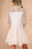 Orietta Pink Lace High Neck Dress