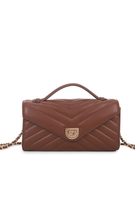 Orion Coffee Faux Leather Quilted Bag