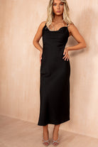 Orla Black Satin Cowl Neck Maxi Dress