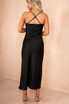 Orla Black Satin Cowl Neck Maxi Dress