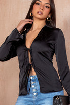 Orla Black Satin Diamante Top