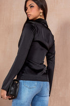 Orla Black Satin Diamante Top