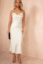 Orla Cream Satin Cowl Neck Maxi Dress