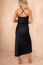 Orla Navy Satin Cowl Neck Maxi Dress