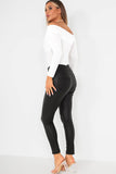 Orlaith Black High Waist Wax Jeans