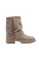 Ottilie Stone Fringed Suedette Ankle Boots
