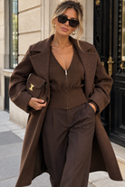 Ozara Chocolate Fine Knit Zip Up Cardigan