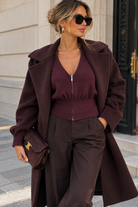 Ozara Plum Fine Knit Zip Up Cardigan