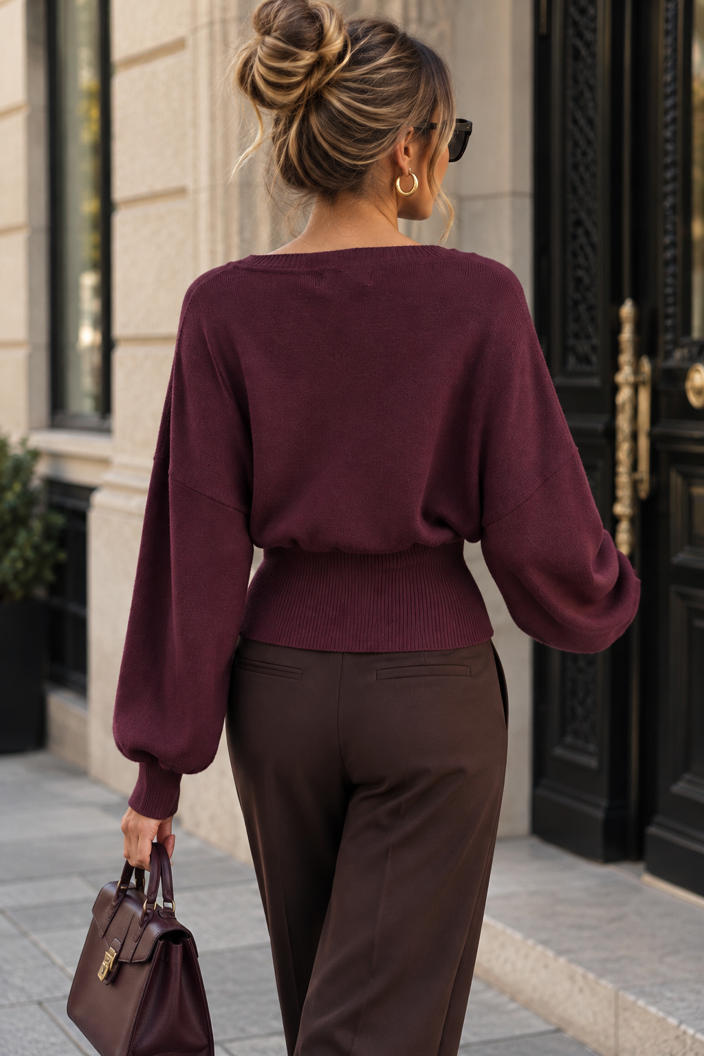 Ozara Plum Fine Knit Zip Up Cardigan