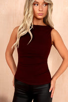 Paislee Burgundy Cotton Asymmetric Top