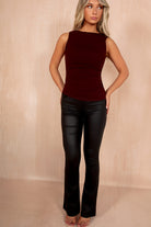 Paislee Burgundy Cotton Asymmetric Top