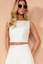 Paislee White Cotton Crop Top