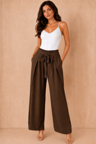 Paityn Chocolate Linen Split Leg Trousers