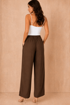 Paityn Chocolate Linen Split Leg Trousers