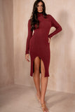 Paloma Burgundy Ribbed Knit Dress