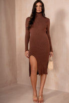 Paloma Chocolate Ribbed Knit Dress