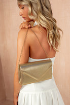Pamela Gold Sheen Detachable Chain Bag