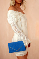Pamela Royal Blue Suedette Detachable Chain Bag