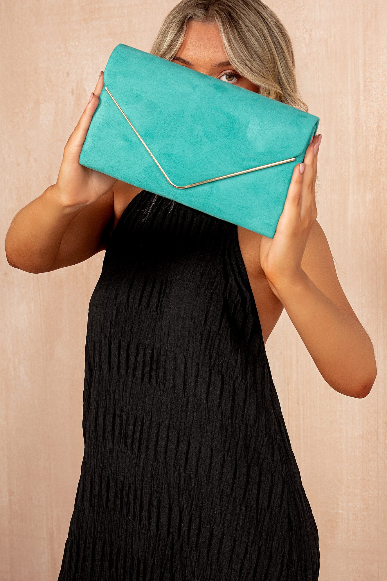 Pamela Turquoise Suedette Detachable Chain Bag