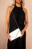 Pamela White Suedette Detachable Chain Bag