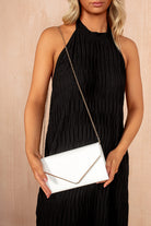Pamela White Suedette Detachable Chain Bag