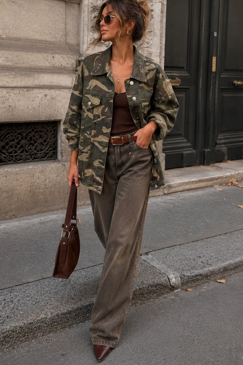 Pandora Khaki Camouflage Denim Jacket