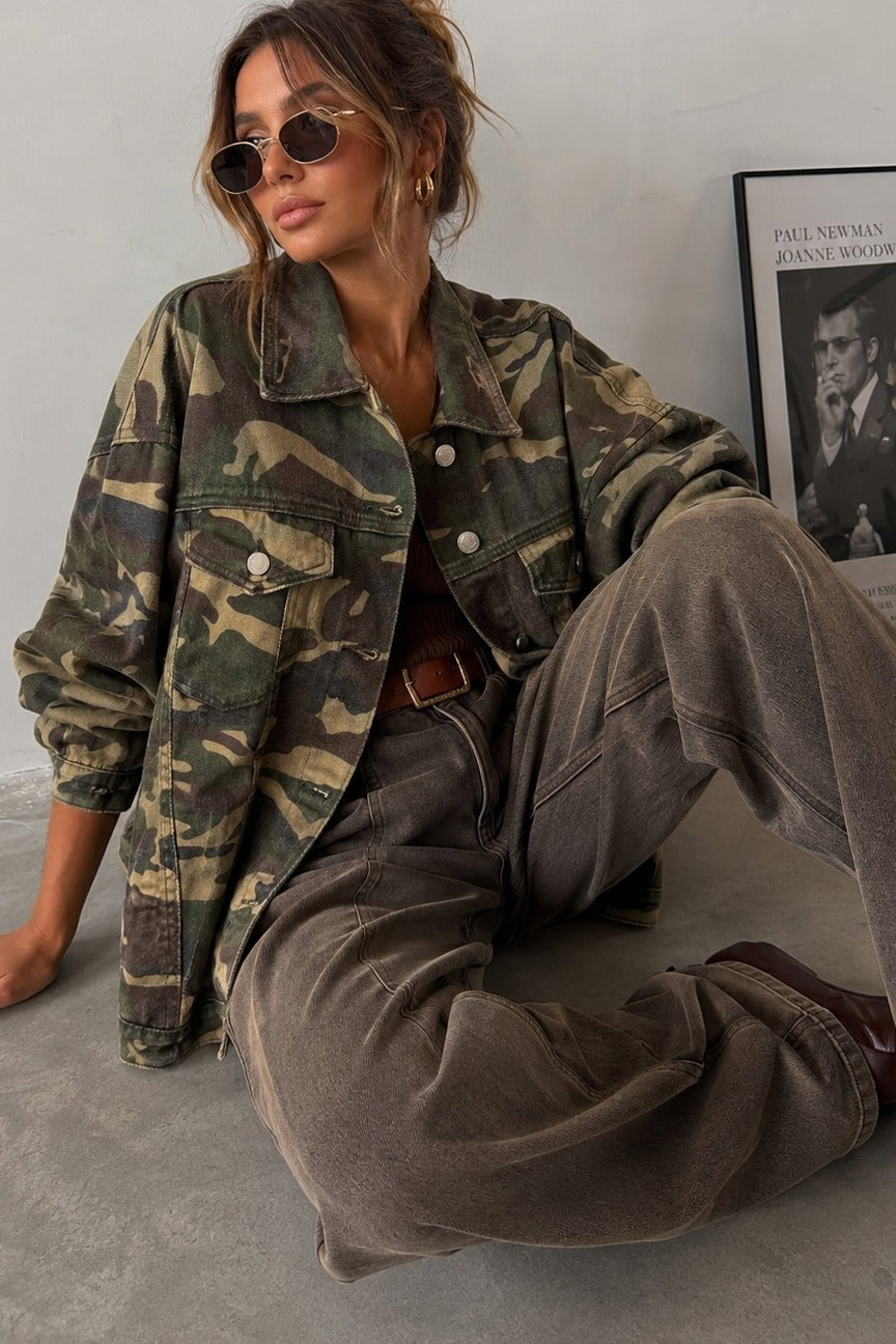 Pandora Khaki Camouflage Denim Jacket
