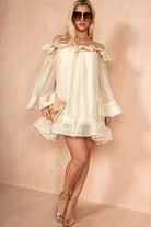 Pandora Pale Lemon Bardot Ruffle Dress