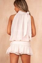 Pari Pink Chiffon Tie Neck Top