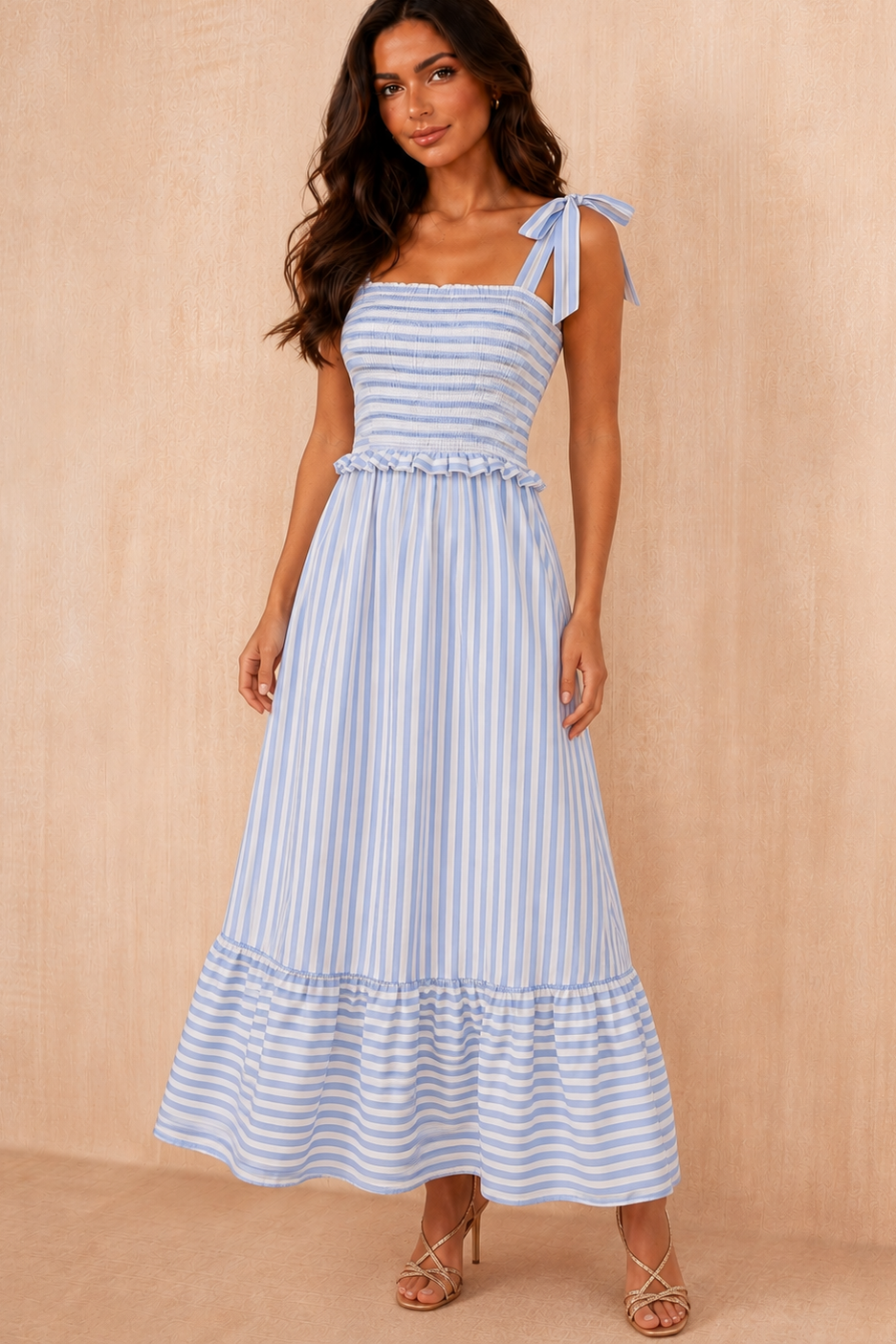 Parker Blue and White Striped Maxi Dress