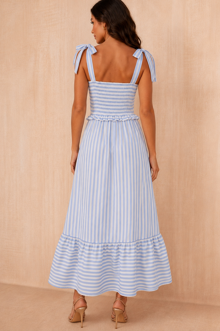 Parker Blue and White Striped Maxi Dress